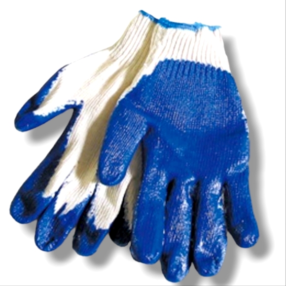 ♥️ 4 for $25 ♥️ #AI Knit Gloves XL Blue Latex Coated Palm & Fingers Cotton Mens - Picture 1 of 3